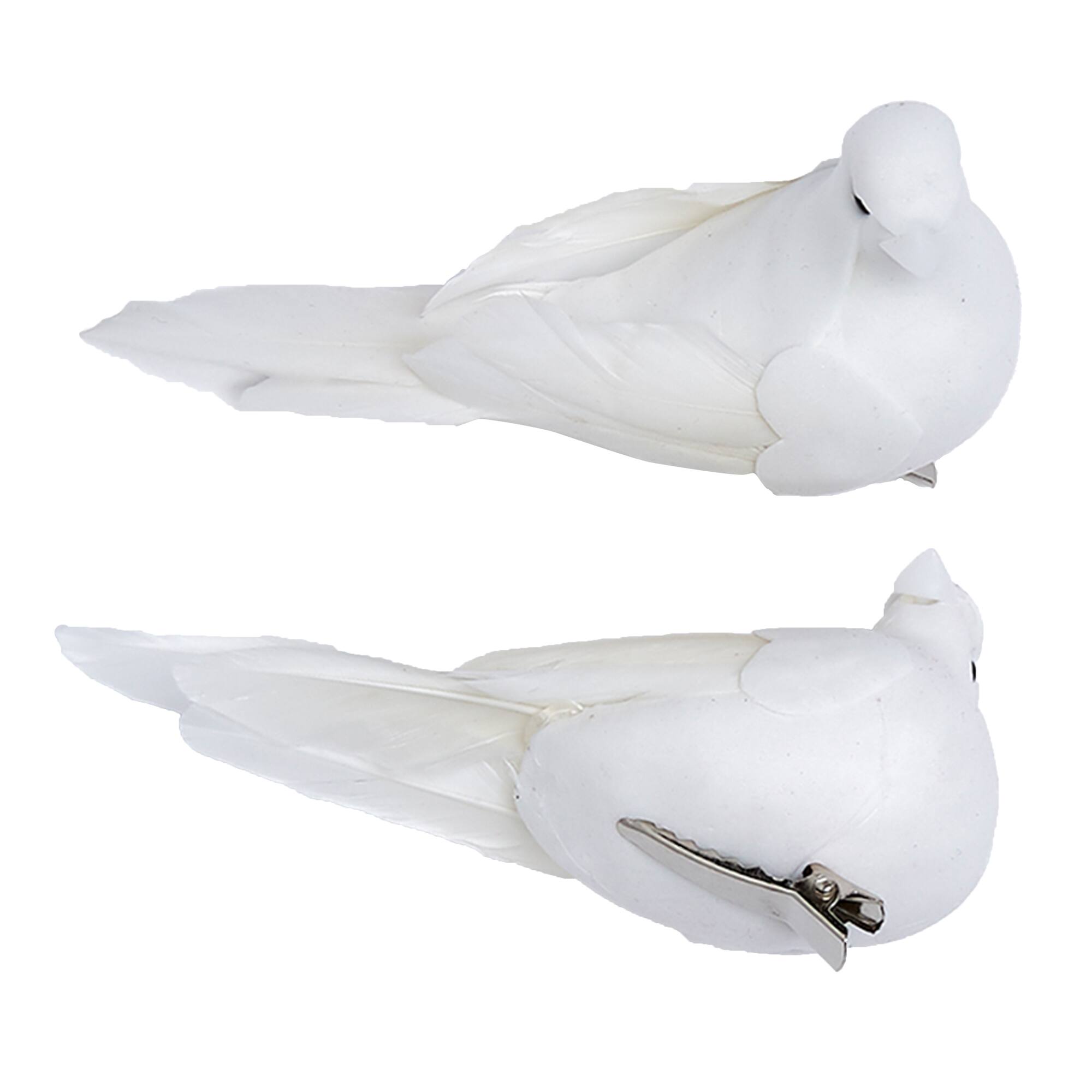 3" White Artificial Feathered Doves, 6ct.
